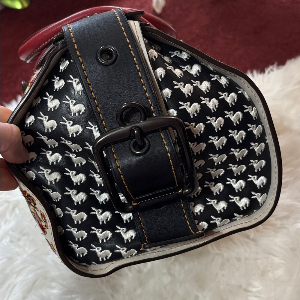 Rare Coach 1941 1/1 Runway Sample Leather Satchel Embroidery White Black Red Bag - Picture 6 of 17